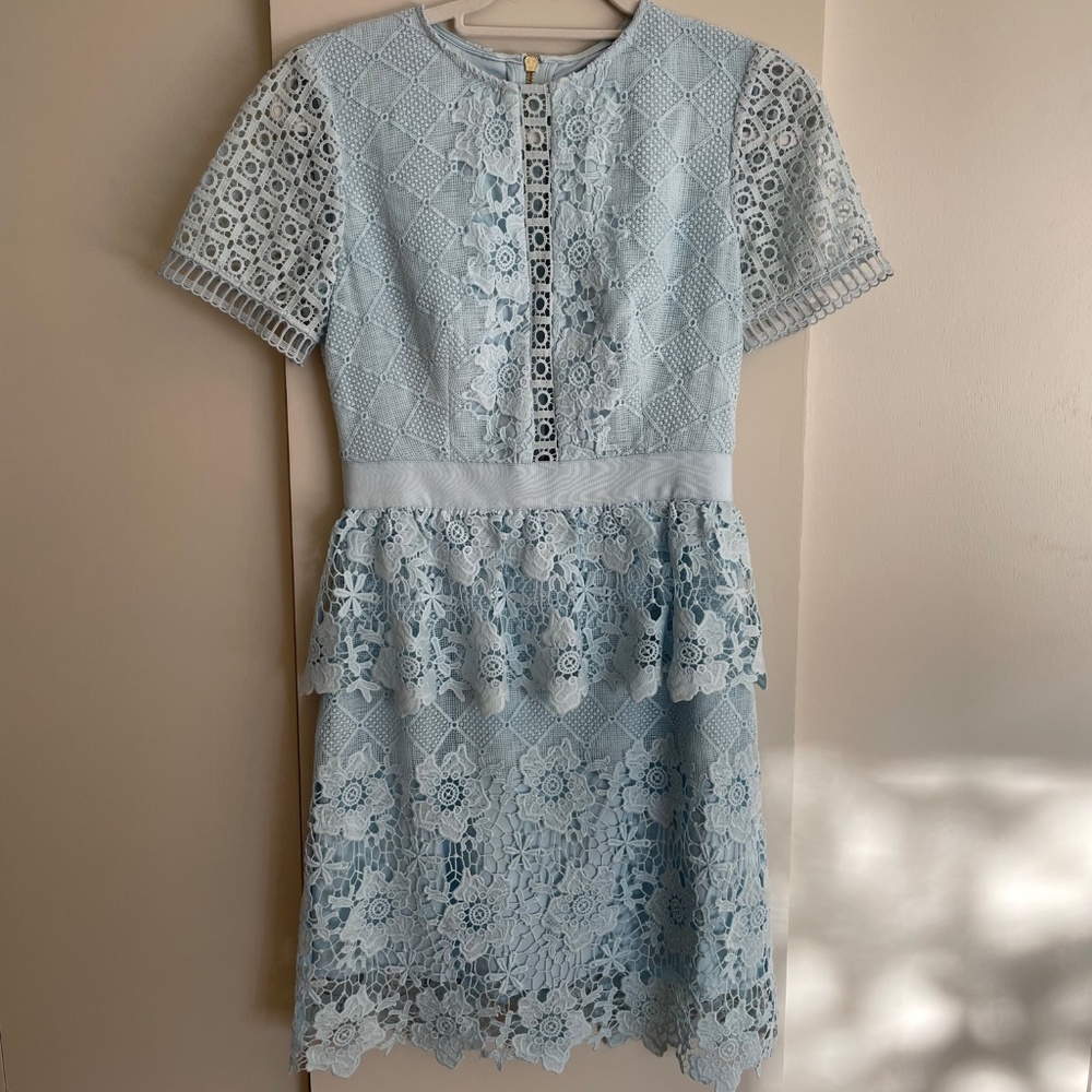 Ted Baker, London - Short Cocktail Dress, Light blue lace